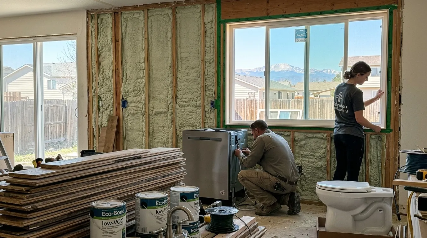 Sustainable kitchen remodeling project with energy-efficient fixtures